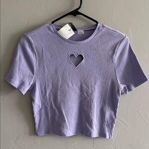 Lavender Heart Cutout Crop Top